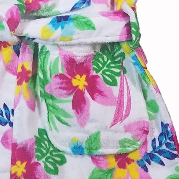 Nautica Girls Beach Swim Hooded Terry Velour Cover-Up Robe XS 3/4 - Picture 2 of 3